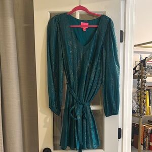 Lilly Pulitzer Teal Dress with Gold Accents